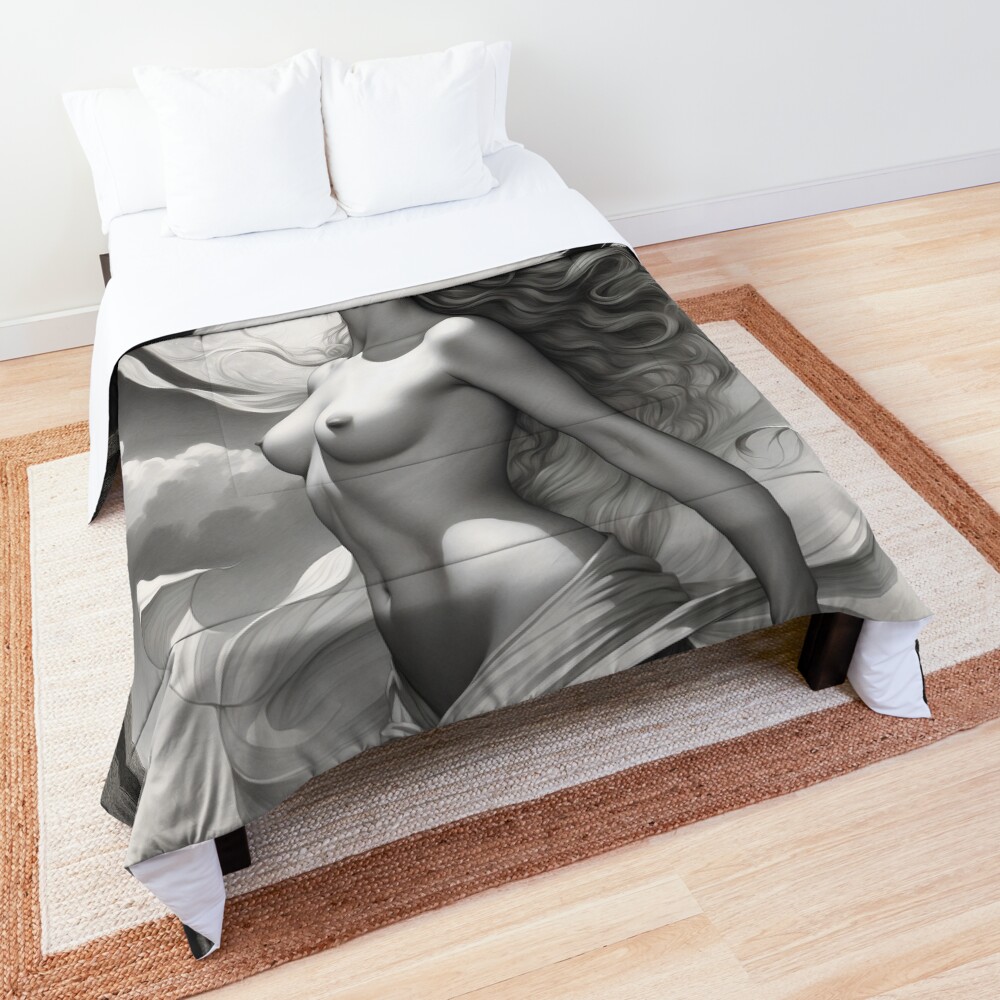 The Alluring Passion Of A Harvest Moon AI Concept Art by Xzendor7 3 The Alluring Passion Of A Harvest Moon Enchanting Portrait AI Concept Art by Xzendor7 Decorative Comforter Art Print