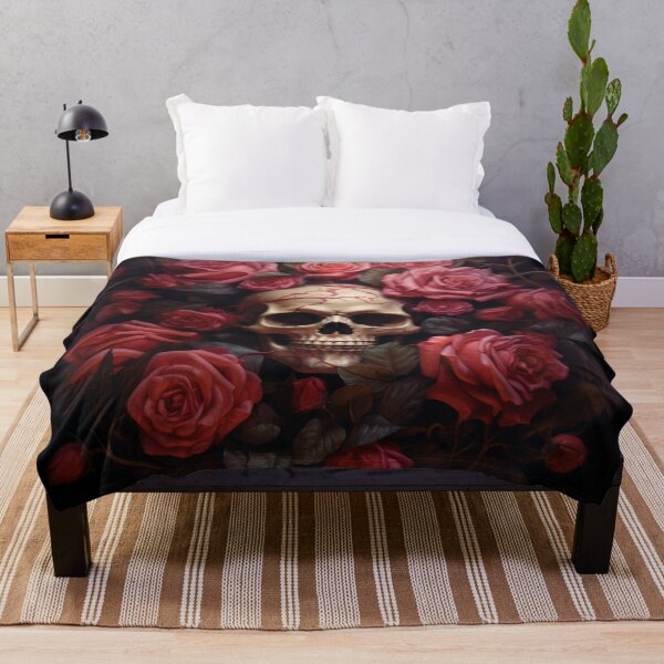 Aperçu de l'œuvre Roses rouges gothiques avec crâne créée et vendue par DarkDesign69.