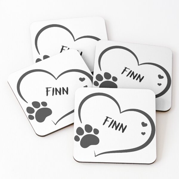 Item preview, FINN pet dog or cat name in a heart with a paw, great gift for dog or cat owners designed and sold by OCS1337.