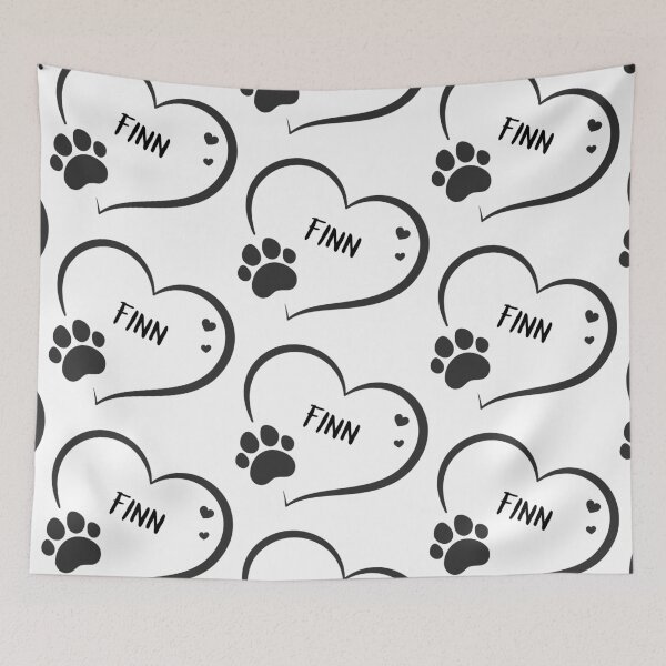 Item preview, FINN pet dog or cat name in a heart with a paw, great gift for dog or cat owners designed and sold by OCS1337.