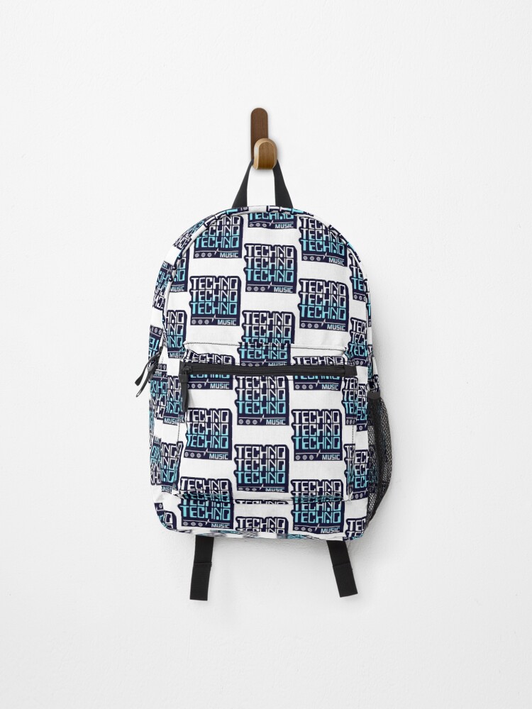 Thumbnail 1 of 3, Backpack, TECHNO  - Retro Computer Font  (Blue) designed and sold by Discothreadz.