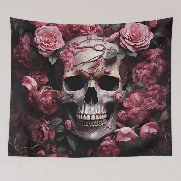 Item preview, Gothic Romantic Pink Roses and Skull -PINK darkness designed and sold by DarkDesign69.