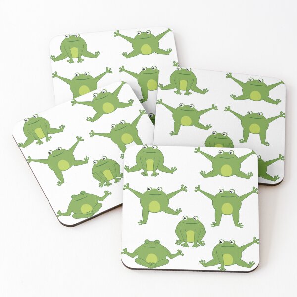 Item preview, Set of funny happy green cartoon cute thick frogs in different poses designed and sold by NataliaVVV.