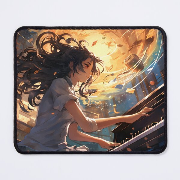 Item preview, Dreamlike anime girl playing piano portrait art designed and sold by TheArtistOf2022.