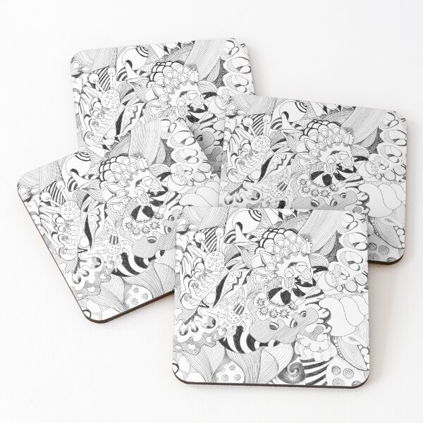 Item preview, 608. Black and white detailed doodles pen drawing abstract designed and sold by Veera Zukova.