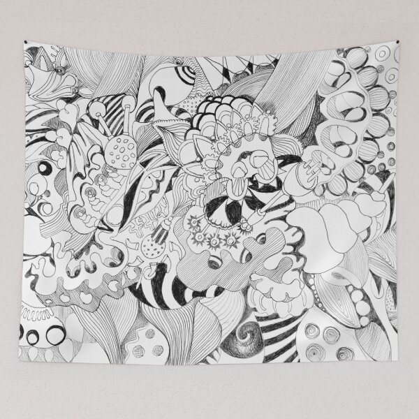 Item preview, 608. Black and white detailed doodles pen drawing abstract designed and sold by Veera Zukova.