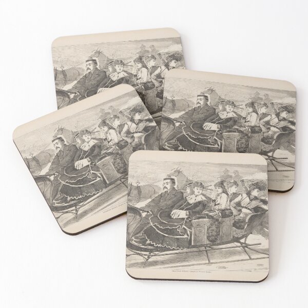 Item preview, An Old Christmas print of a sleigh with women driven by a man and horses designed and sold by amovitania.