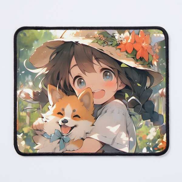 Item preview, Anime small girl with dog in field art designed and sold by TheArtistOf2022.