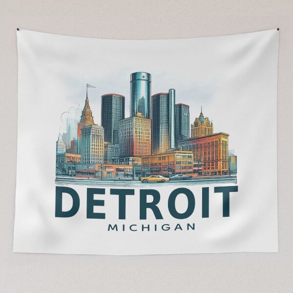 Item preview, Detroit, Michigan Watercolor Illustration designed and sold by PaintMeWorld.