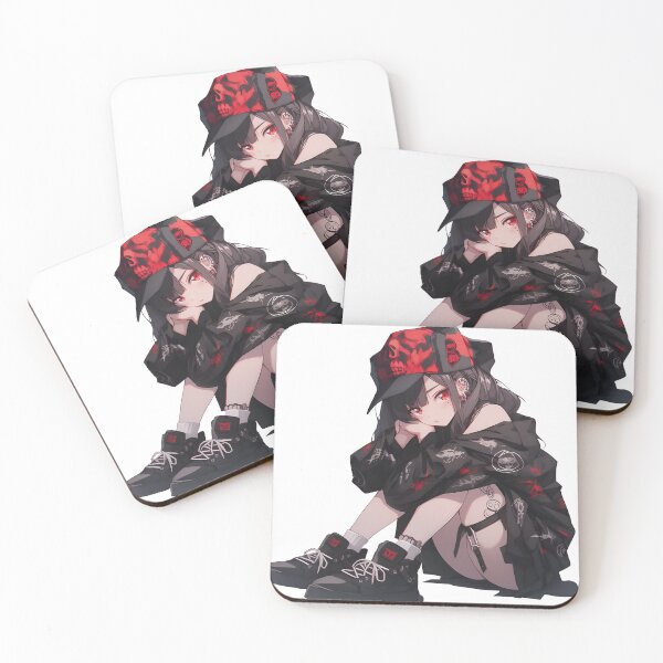 Item preview, Gothic punk lonely anime girl with red eyes and pin hair art designed and sold by TheArtistOf2022.