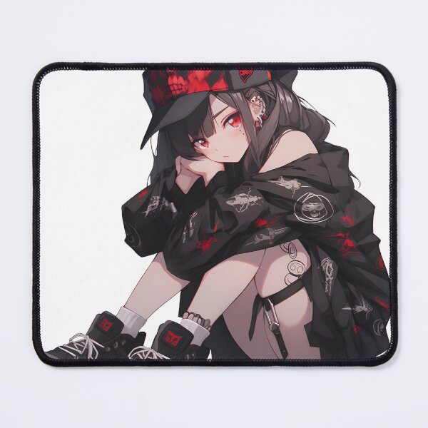 Item preview, Gothic punk lonely anime girl with red eyes and pin hair art designed and sold by TheArtistOf2022.