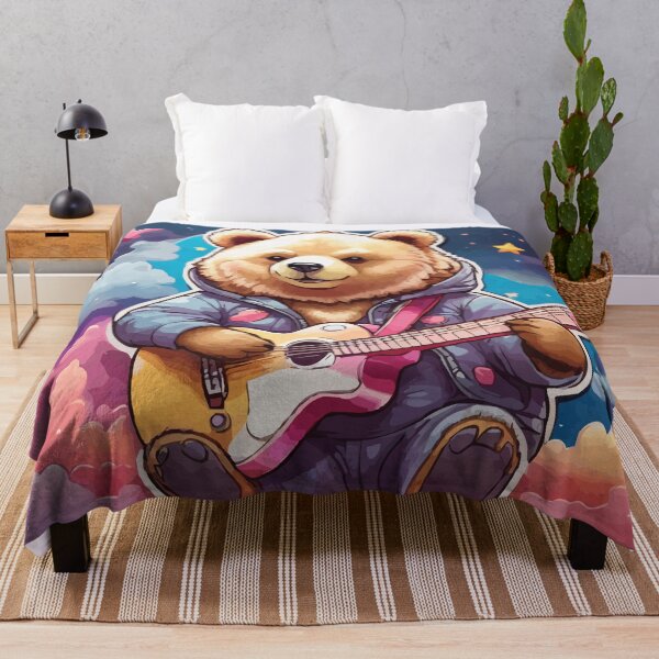 Item preview, Bear Playing Guitar Clouds and Stars Pastel Colors Ver1 designed and sold by thecatcouch.