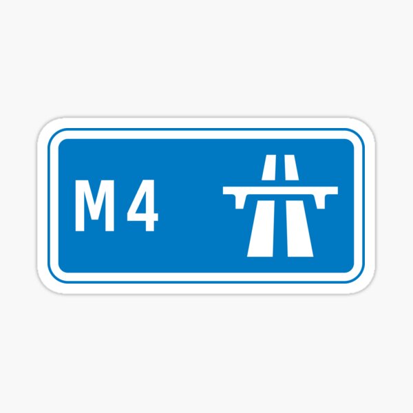 Vista previa del artículo con la obra «Con destino a Londres - Señal azul de la autopista M4», diseñado y vendido por WilliamsonMedia.