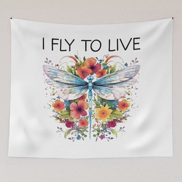 Item preview, I Fly To Live - Floral Dragonfly (Black Lettering) designed and sold by VelvetRoom.