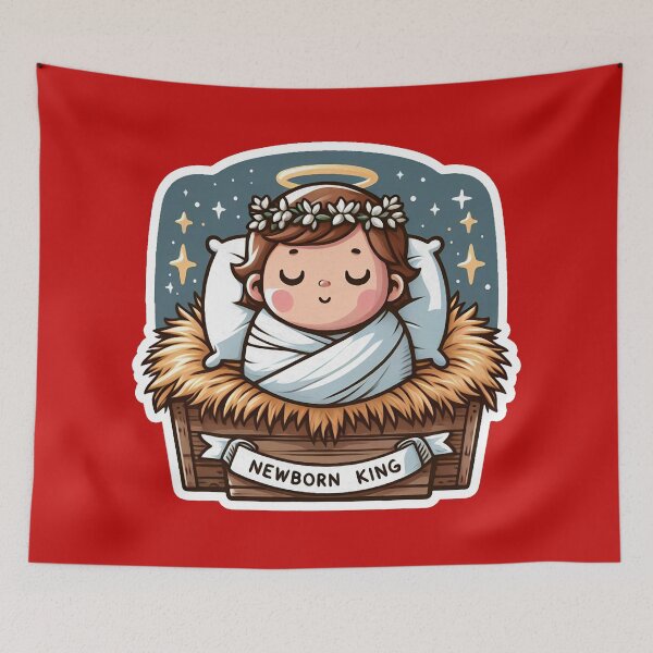 Item preview, Newborn King Jesus Christ sleeping in the manger designed and sold by plushism.