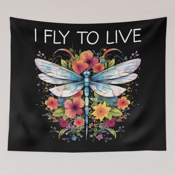 Item preview, I Fly To Live - Floral Dragonfly (White Lettering) designed and sold by VelvetRoom.