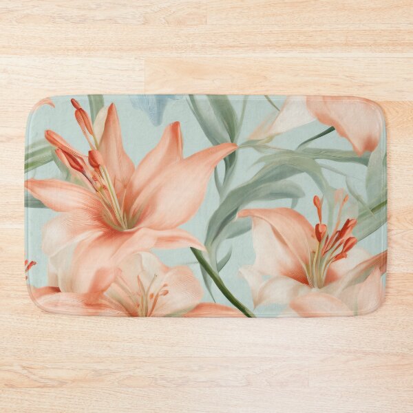 Item preview, Desert Lilies Flower in Gentle shades of Apricot Color and Pale Blue Intertwine designed and sold by UnitedColours.