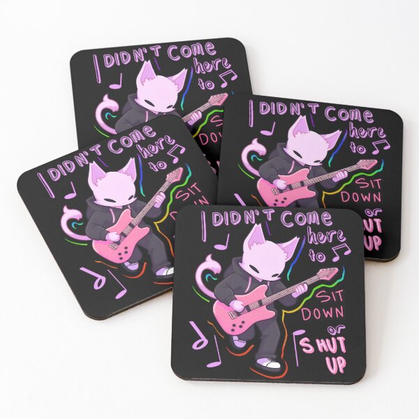 Item preview, I Didn't Come Here To Sit Down Or Shut Up Guitar Cat Rainbow Sticker and Shirt Design designed and sold by ZEESDESIGN.