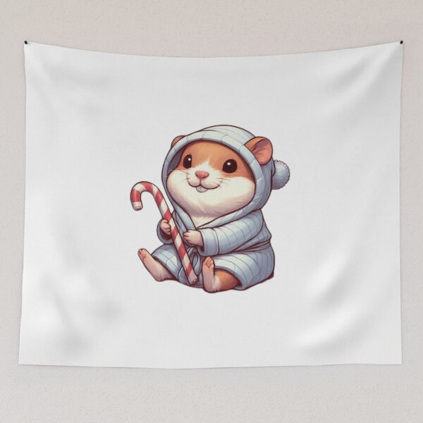 Item preview, Happy Christmas Hamster With a Christmas Cane designed and sold by Goondzik.