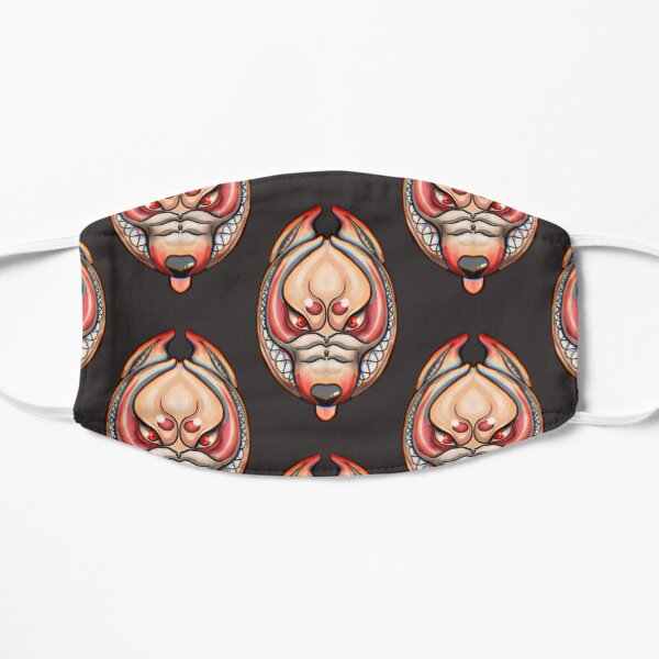 Copy of Grinning Fox Kitsune Face (zoom & pattern) Flat Mask