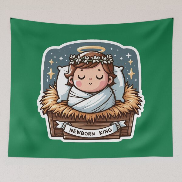 Item preview, Newborn King Jesus Christ sleeping in the manger designed and sold by plushism.