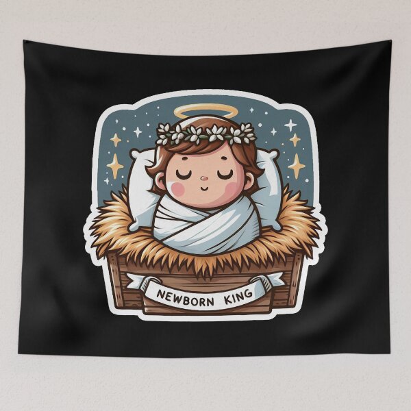 Item preview, Newborn King Jesus Christ sleeping in the manger designed and sold by plushism.