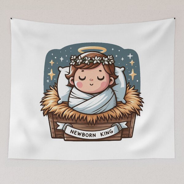 Item preview, Newborn King Jesus Christ sleeping in the manger designed and sold by plushism.