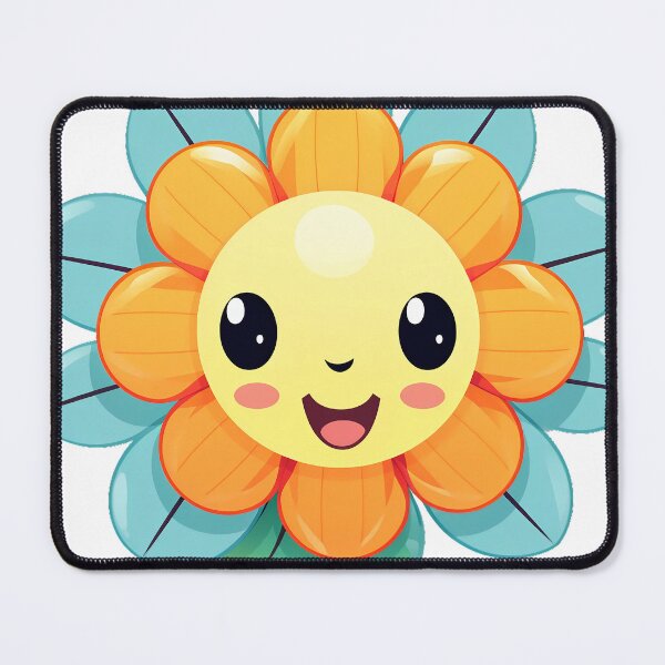 Item preview, Kawaii Fusion: Happy Flower Clipart in Light Orange and Dark Cyan designed and sold by aiartbay.