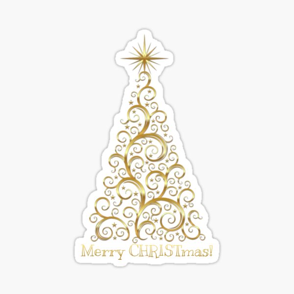 Gold Foiled Merry Christmas Tree Holly Jolly Noel Scrapbook Stickers 5”x12”