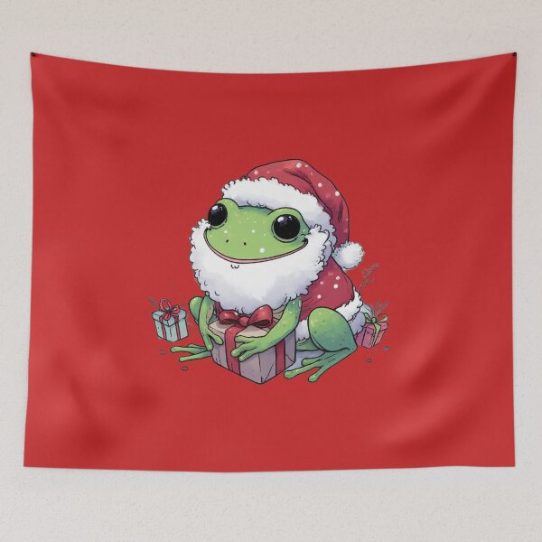 Item preview, Christmas Frog with Santa Hat Cute Frog in Christmas Cute Christmas Funny Frog with Santa Cap for Animal lovers designed and sold by FestivePalette.