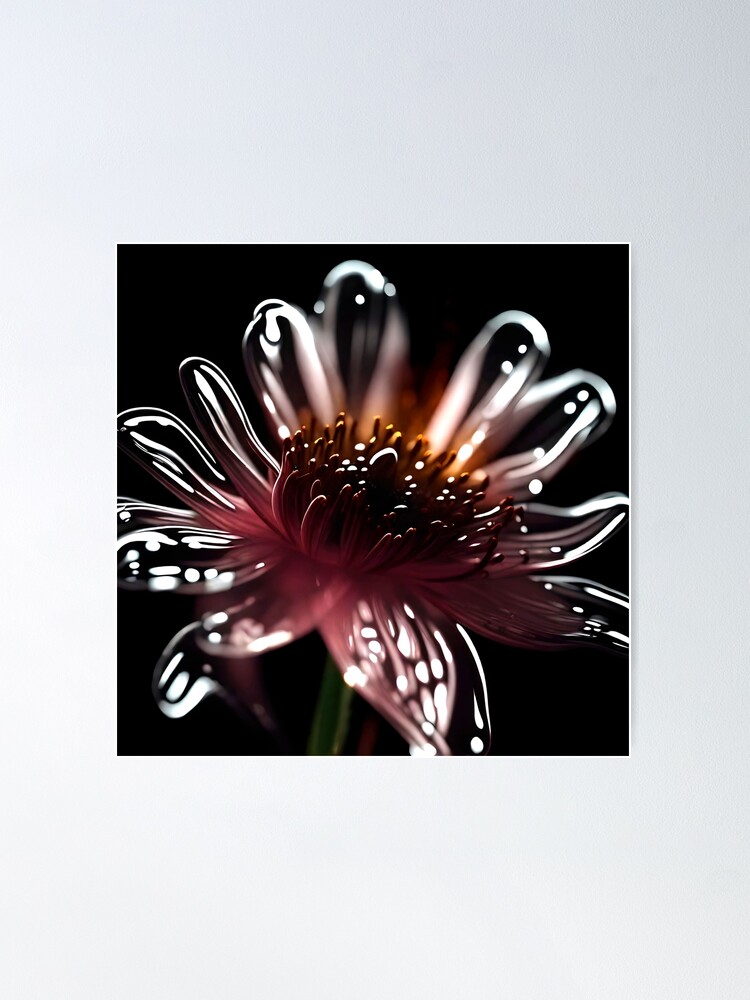 Thumbnail 1 of 3, Poster, AI Art- Glass Flowers #11 designed and sold by wohnfuehlfabrik.