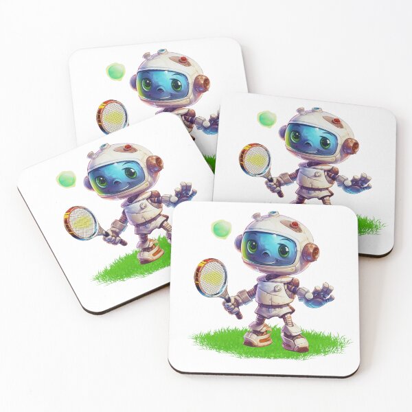 Item preview, Retro Robot Playing Tennis designed and sold by ZenEvoke.