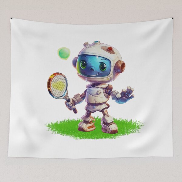 Item preview, Robot retro jugando tenis designed and sold by ZenEvoke.