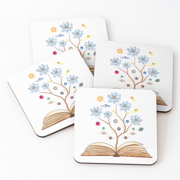 Item preview, Flowers Growing From Book | Many beautiful blue flowers blooming with planets | Little Blue Flowers S designed and sold by CircinusStore.