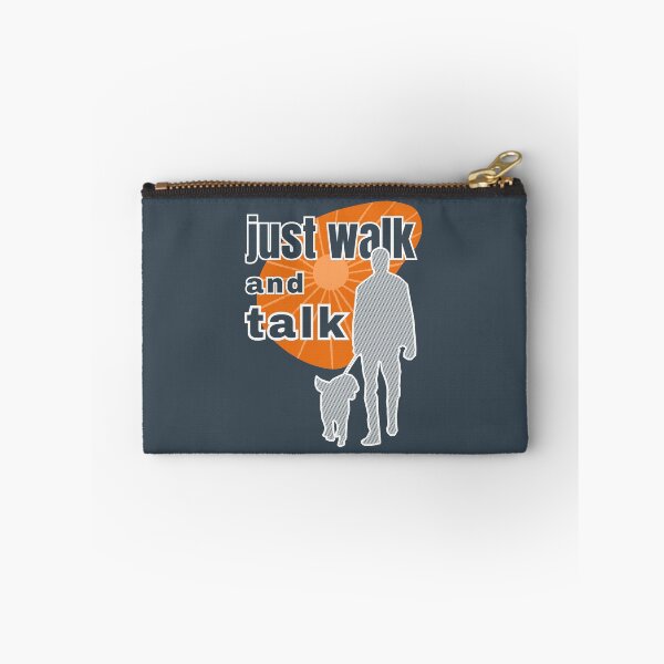 Item preview, Just walk and talk walking with a dog against the background of the orange sunrise designed and sold by SplashTastic.