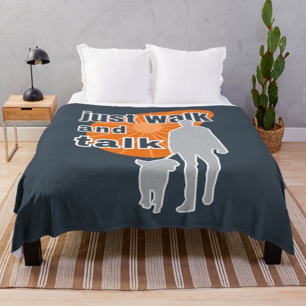 Item preview, Just walk and talk walking with a dog against the background of the orange sunrise designed and sold by SplashTastic.