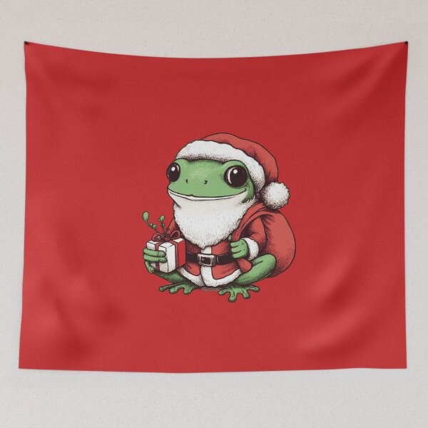 Item preview, Christmas Frog with Santa Hat Cute Frog in Christmas Cute Christmas Funny Frog with Santa Cap for Animal lovers designed and sold by FestivePalette.