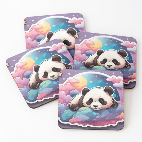 Item preview, I Hate Mornings Panda Sleeping on a Pile of Clouds, Stars, Pastel designed and sold by thecatcouch.