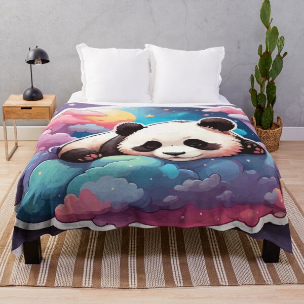 Item preview, I Hate Mornings Panda Sleeping on a Pile of Clouds, Stars, Pastel designed and sold by thecatcouch.