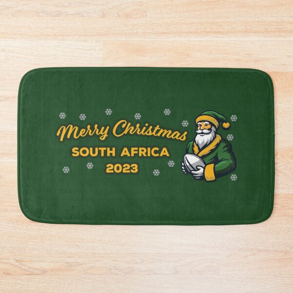 Artikelvorschau, Frohe Weihnachten Südafrika 2023 Bokke Colors Rugby Santa Lustig entworfen und verkauft von d247.