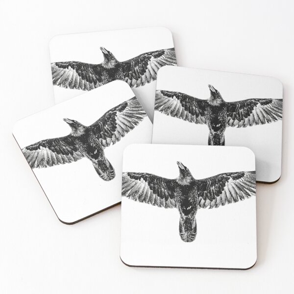Item preview, Vintage Raven Design, Black and White, Classic Raven, Gothic, Animal T-Shirt, Raven Wings, Raven Flying designed and sold by TextileTrendz.