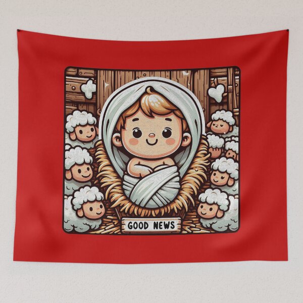 Item preview, Newborn King Jesus in the Manger Good News Baby Sheep designed and sold by plushism.