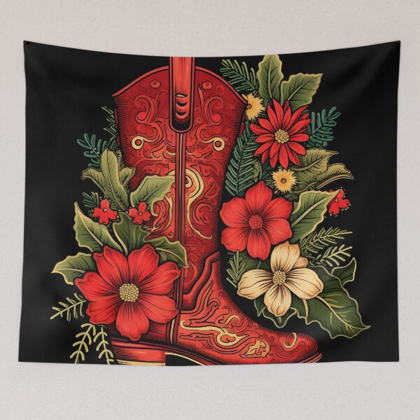 Item preview, Christmas cowboy boot holiday print designed and sold by dcrc.
