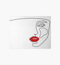 Woman Red Lip Drawing in One Line Art Board