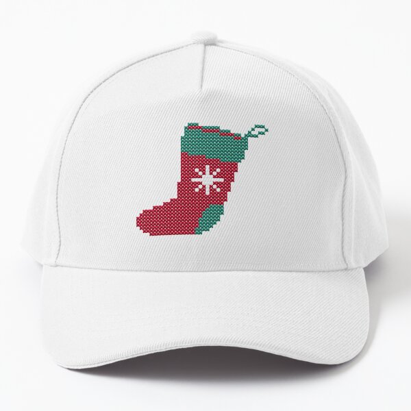 Christmas Stocking Faux Cross Stitch Baseball Cap