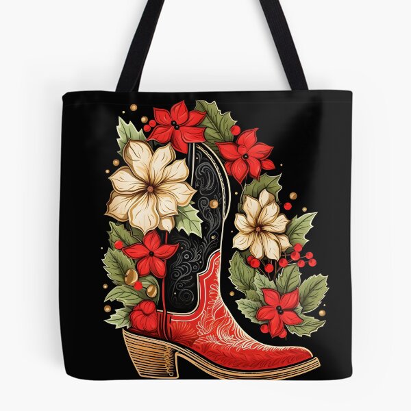 Item preview, Christmas cowboy boot holiday print designed and sold by dcrc.