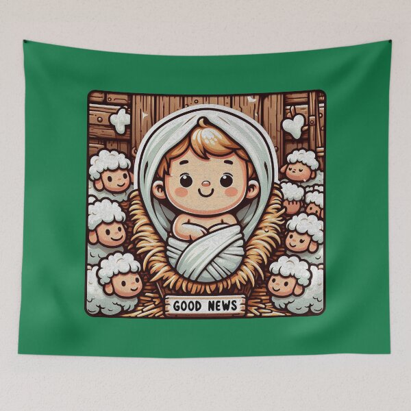 Item preview, Newborn King Jesus in the Manger Good News Baby Sheep designed and sold by plushism.
