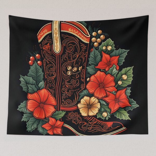 Item preview, christmas cowboy boot holiday print designed and sold by dcrc.