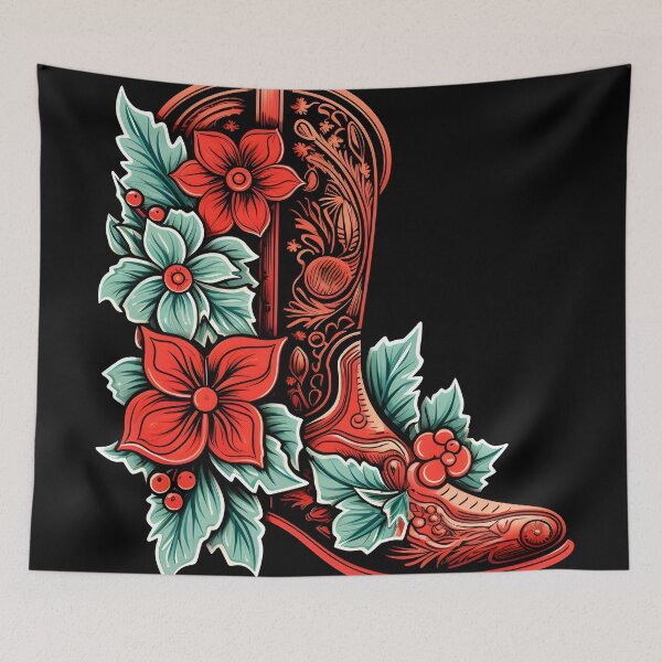 Item preview, christmas cowboy boot holiday print designed and sold by dcrc.