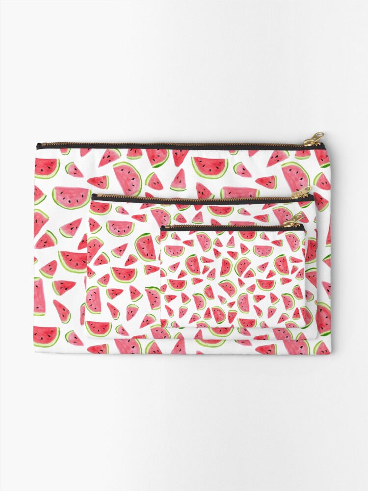 Alternate view of Watermelon wonders! Fun summertime watermelon watercolor print Zipper Pouch